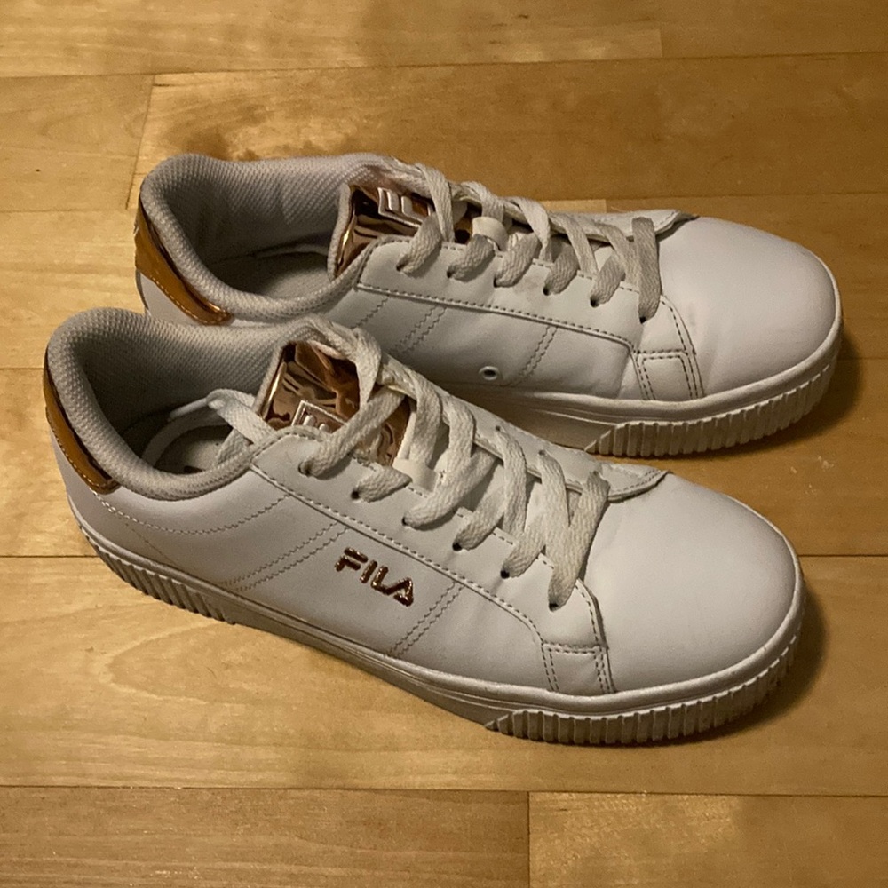Rose Gold FILA White Shoes